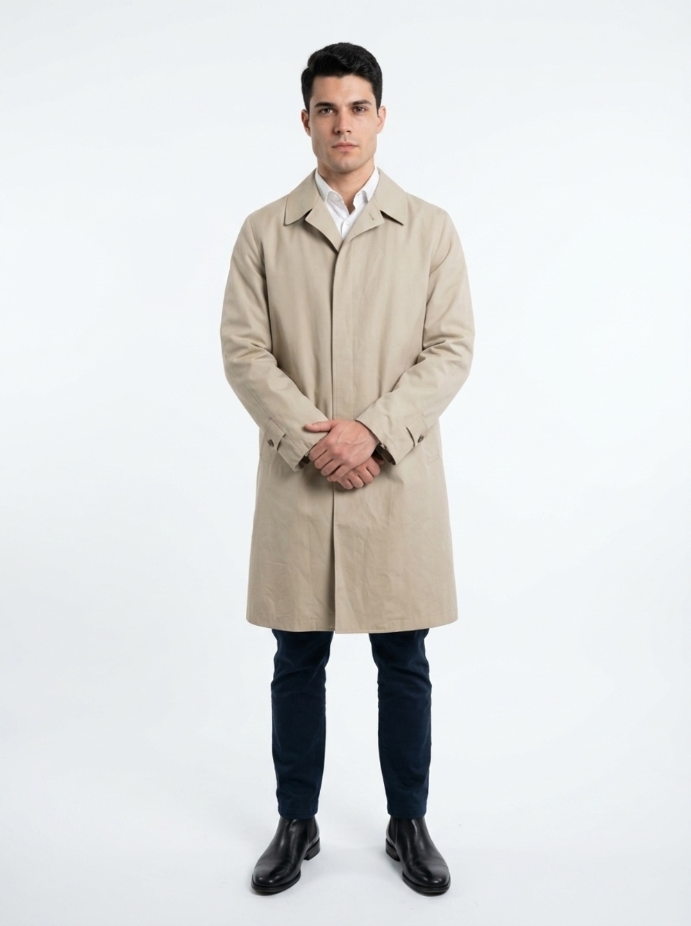 LONDON FOG TAN TRENCH COAT BELTED OVERCOAT MEN'S SIZE 42R